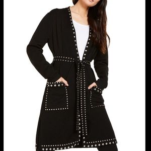 Black studded sweater cardigan duster